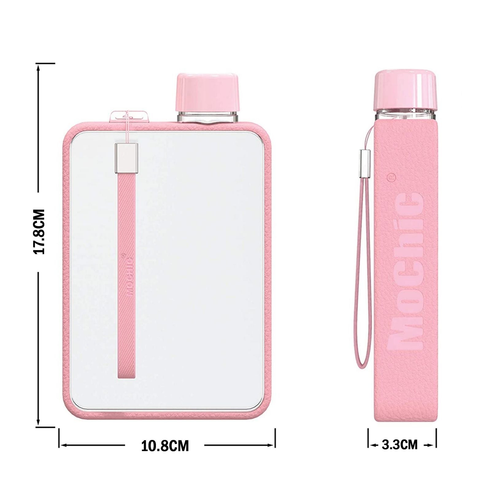 A5 Flat Water Bottle Portable Travel Mug BPA Free Water Bottle Black