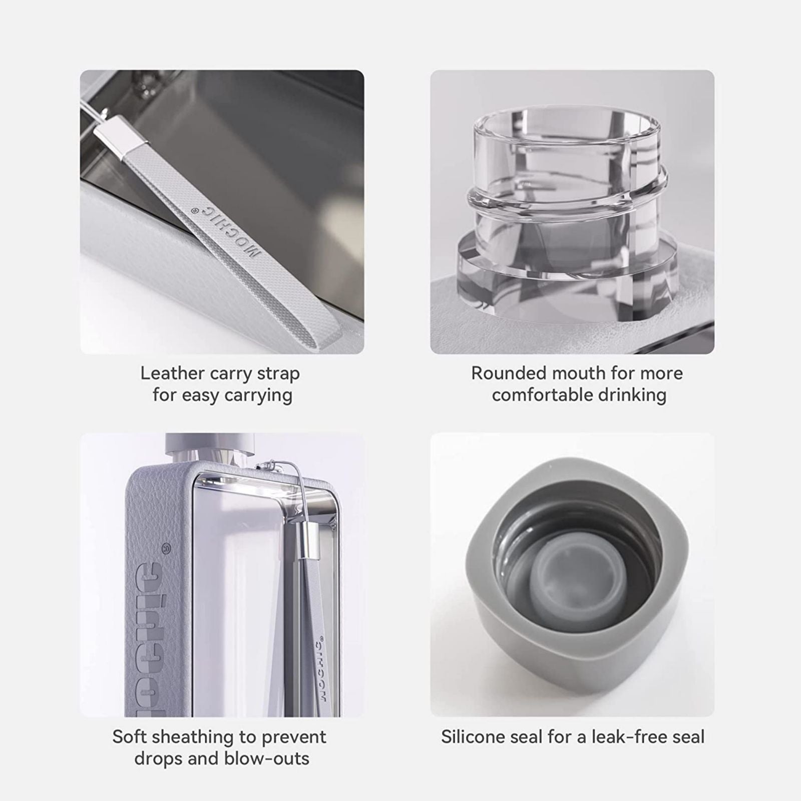A5 Flat Water Bottle Portable Travel Mug BPA Free Water Bottle Grey