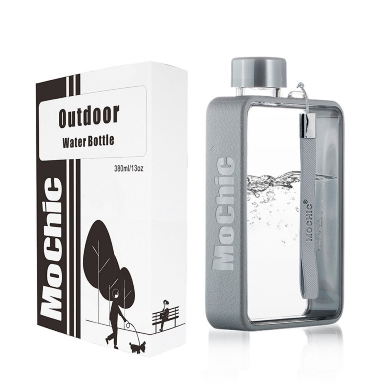 A5 Flat Water Bottle Portable Travel Mug BPA Free Water Bottle Grey