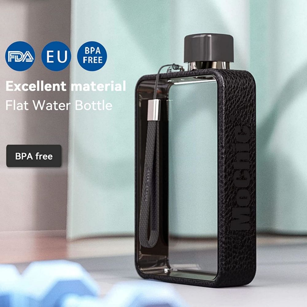 A5 Flat Water Bottle for Warm Drink Black