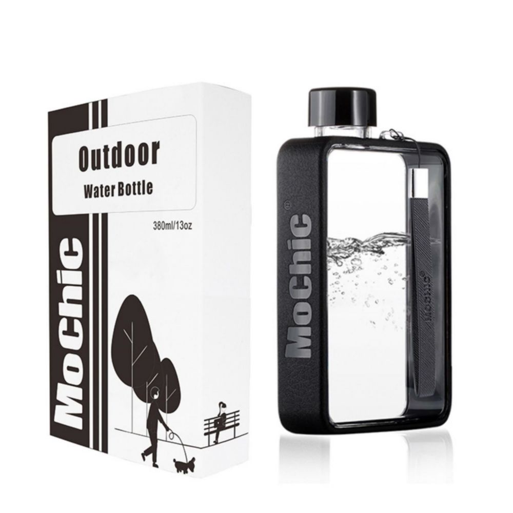 A5 Flat Water Bottle for Warm Drink Black