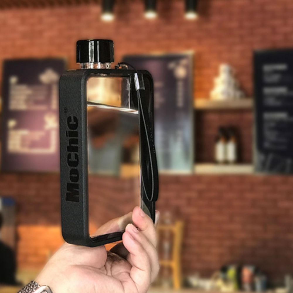 A5 Flat Water Bottle for Warm Drink Black