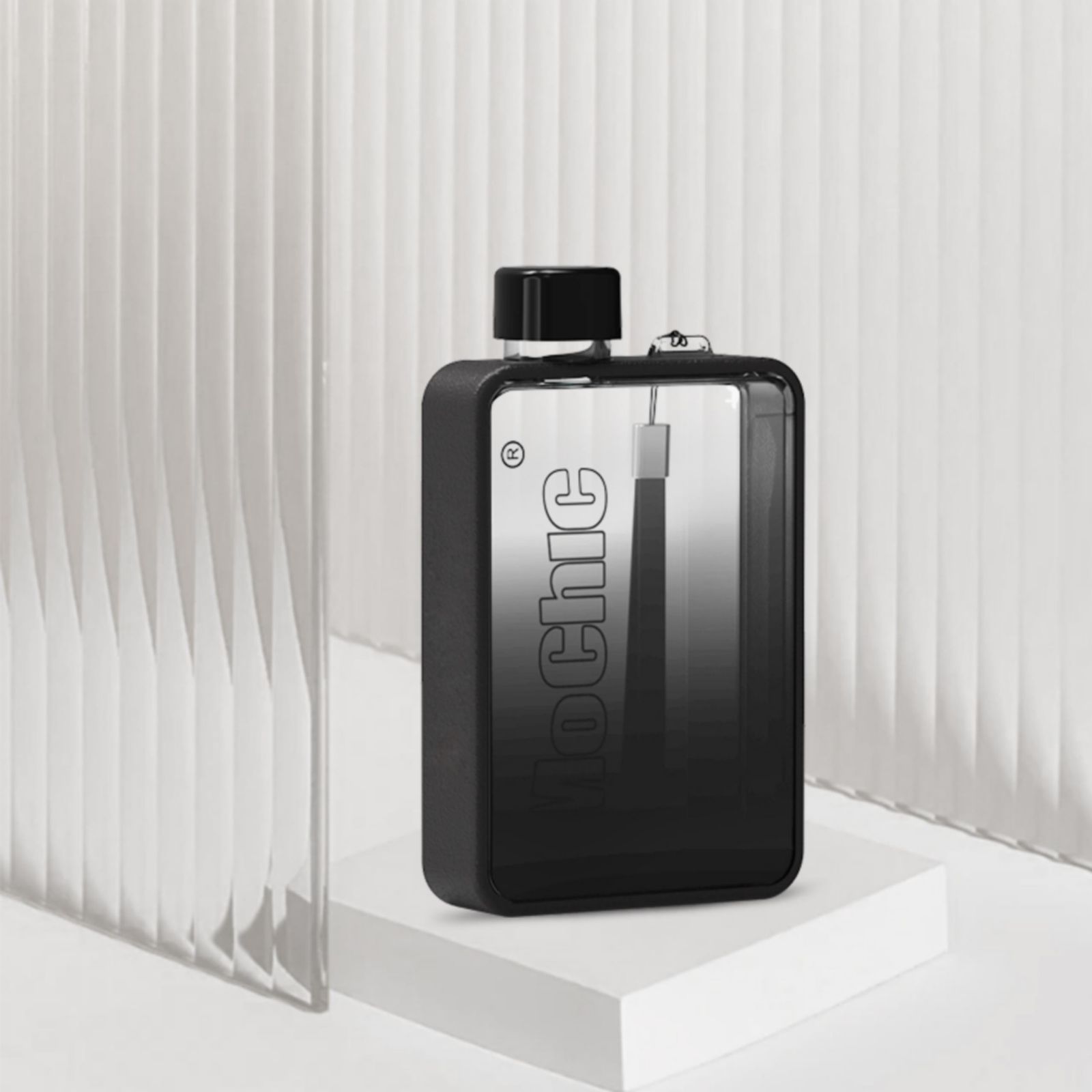 A5 Flat Water Bottle for Warm Drink Black