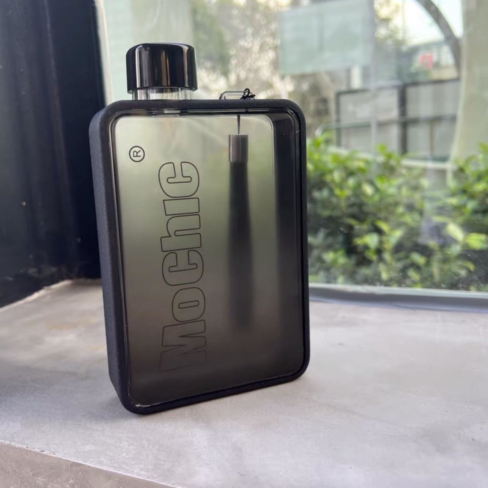 A5 Flat Water Bottle for Warm Drink Black