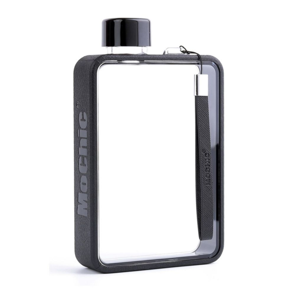 A5 Flat Water Bottle for Warm Drink Black