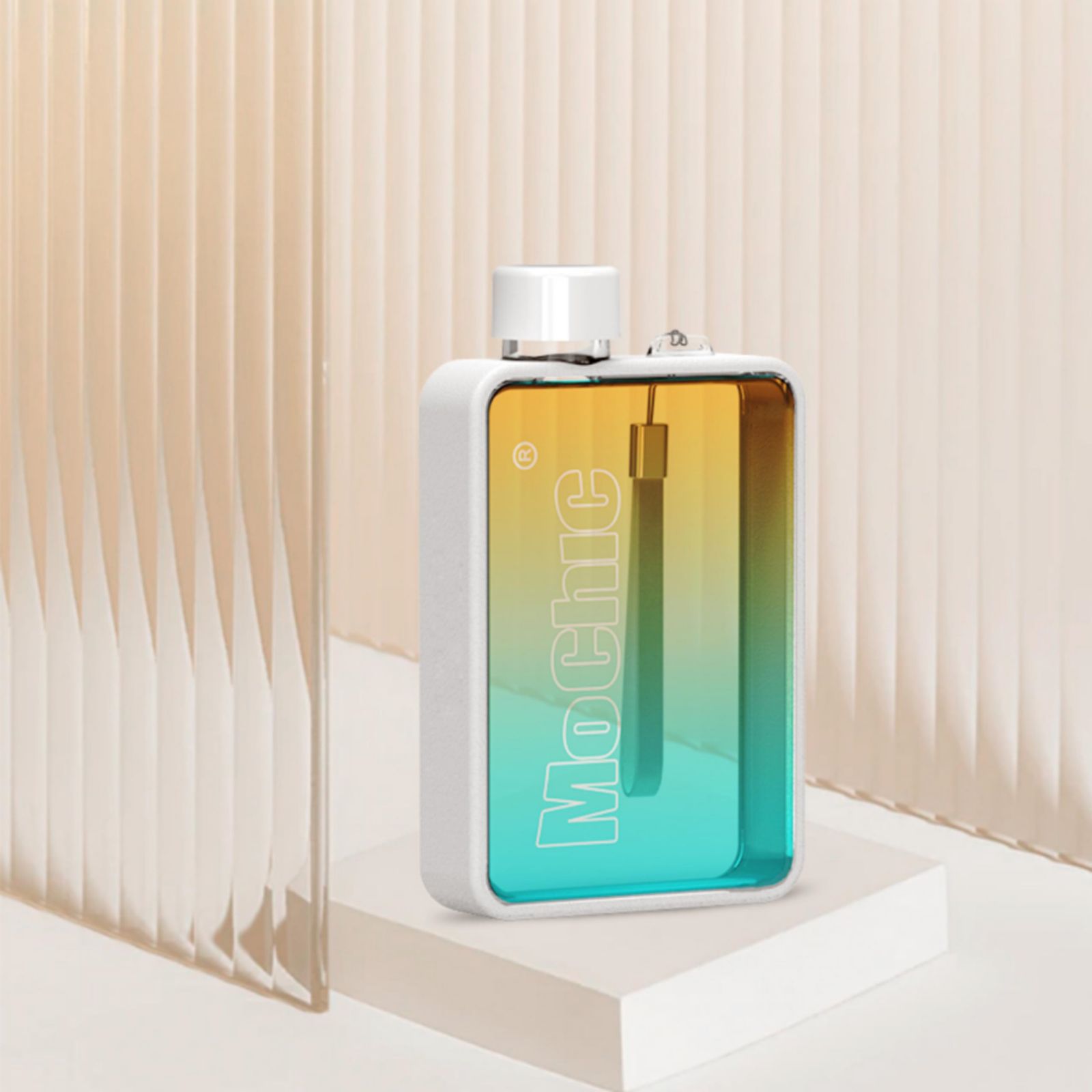 A5 Flat Water Bottle for Warm Drink White