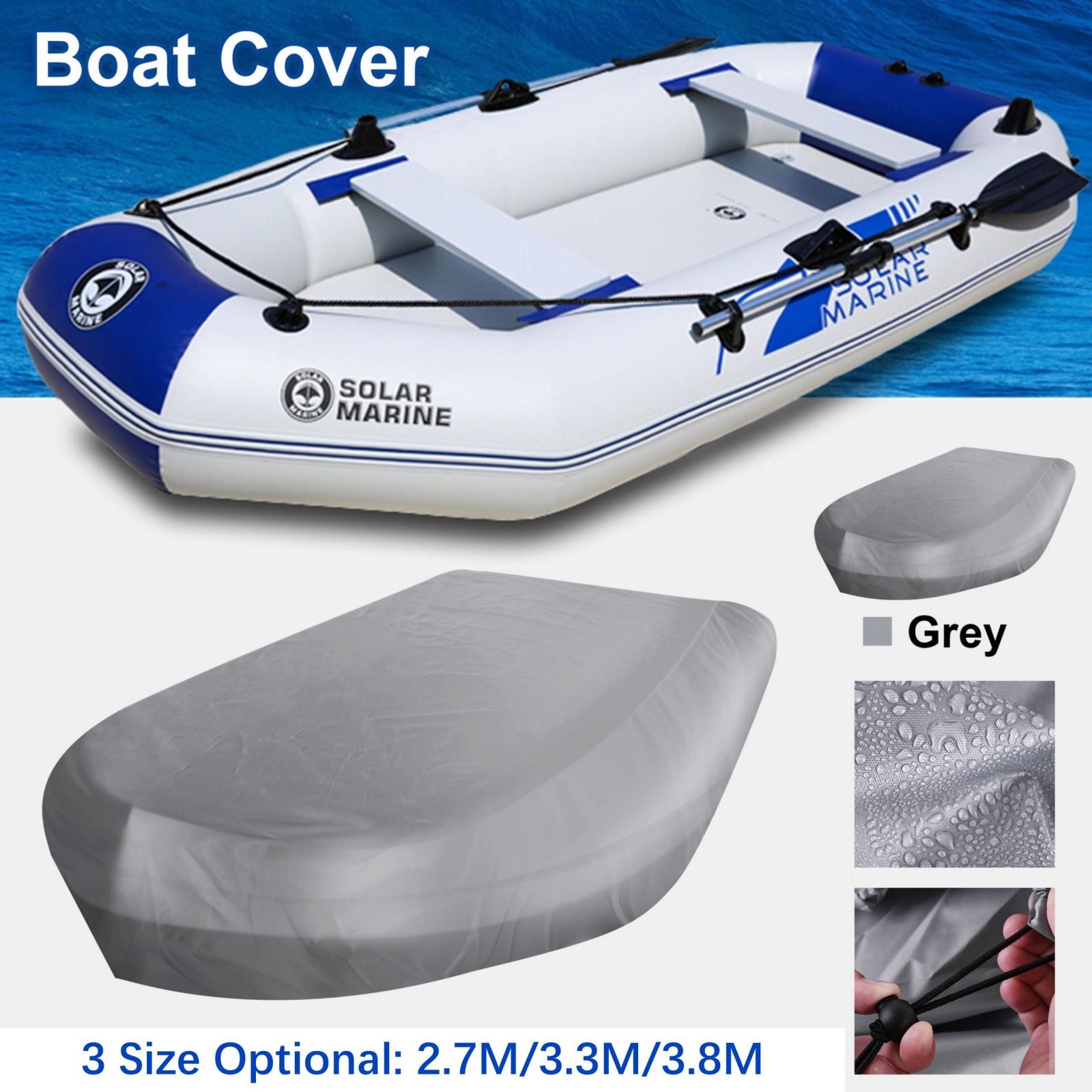 210D Inflatable Boat Cover UV Resistant Inflatable Dinghy Boat Cover Waterproof UV Sun Dust Protective Case Kayak Oxford Cloth Cover 330 cm