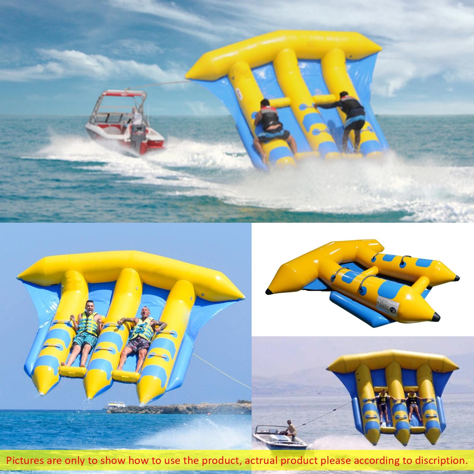 Inflatable 4 Person/Seat Towable Boat Flying Fish Blower