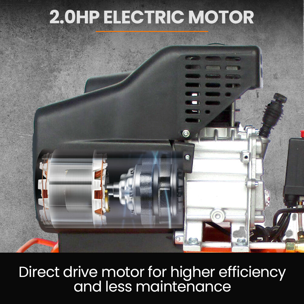 UNIMAC 24L 2.0HP Portable Air Compressor Dual Couplers Electric
