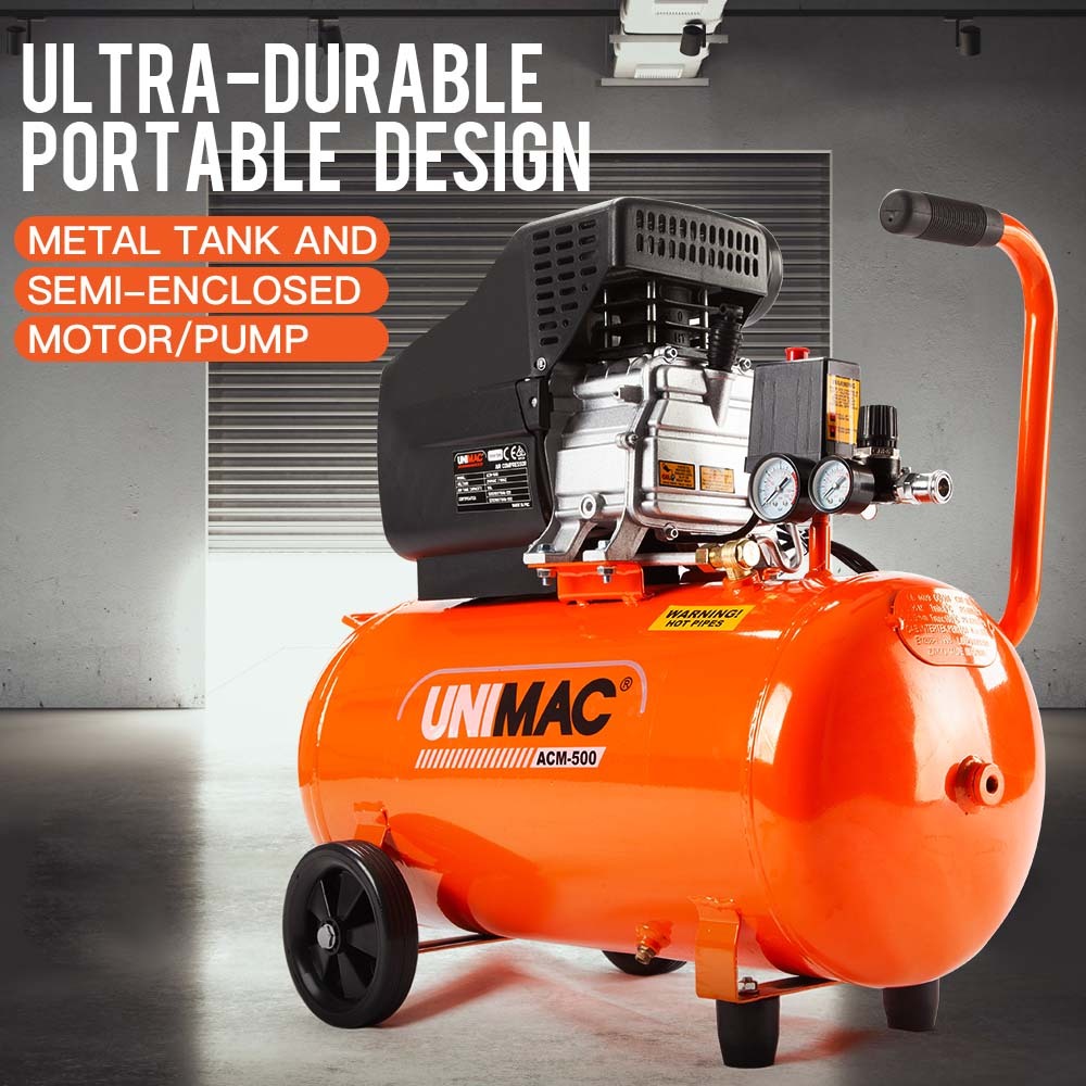 Unimac 50L 3HP Portable Electric Air Compressor with 5pc Air Tool Kit