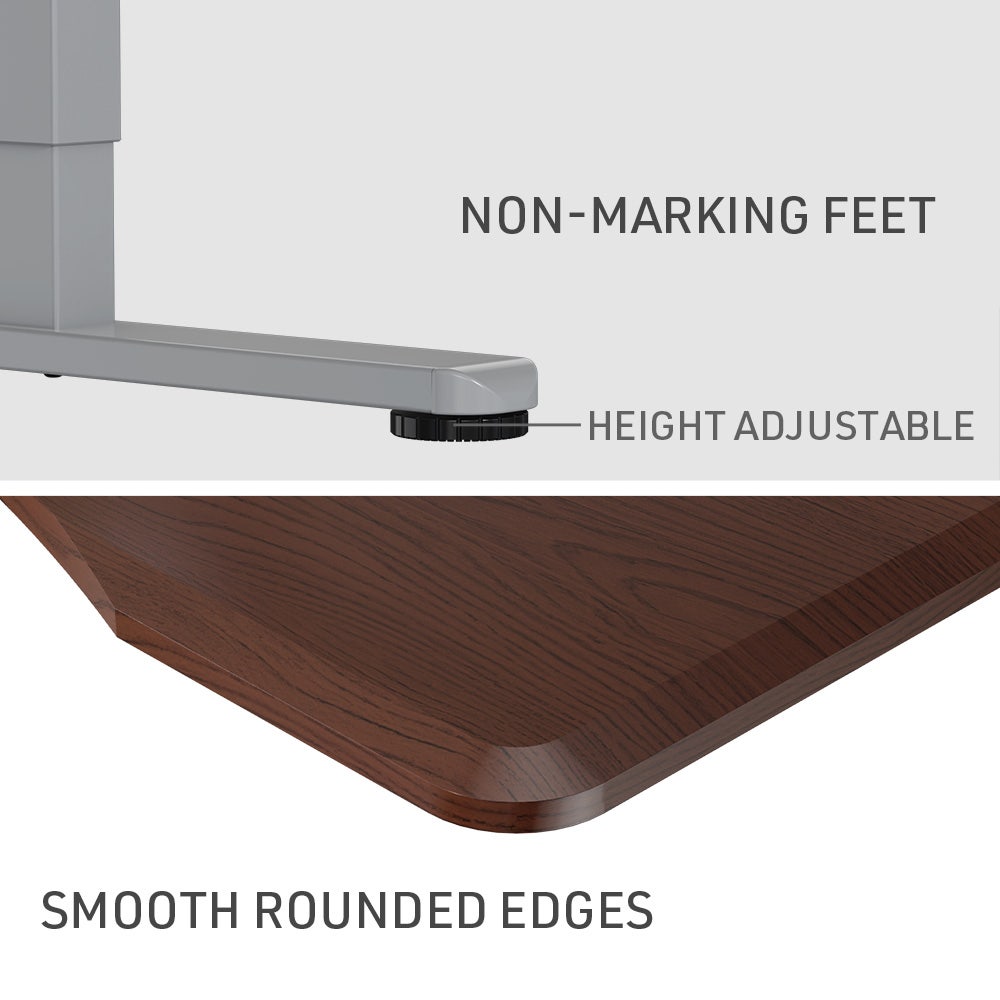FORTIA Sit To Stand Up Standing Desk, 150x68cm, 72-118cm Electric Height Adjustable, Ergonomically Curved Edge, 50kg Rated, Walnut Style/Silver Frame