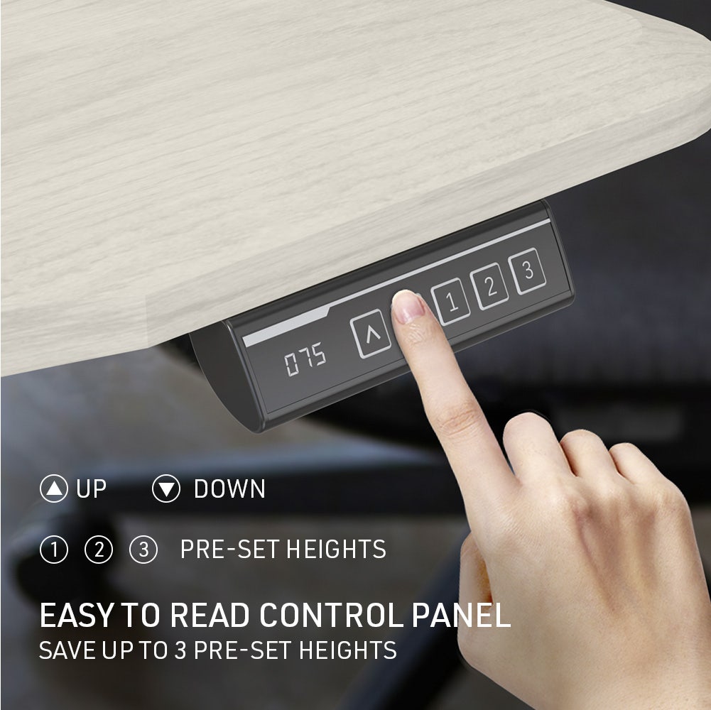 FORTIA 150cm Electric Sit Stand Desk Curved White Oak Silver Frame
