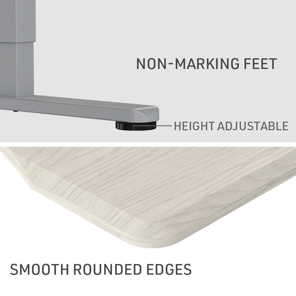 FORTIA 150cm Electric Sit Stand Desk Curved White Oak Silver Frame
