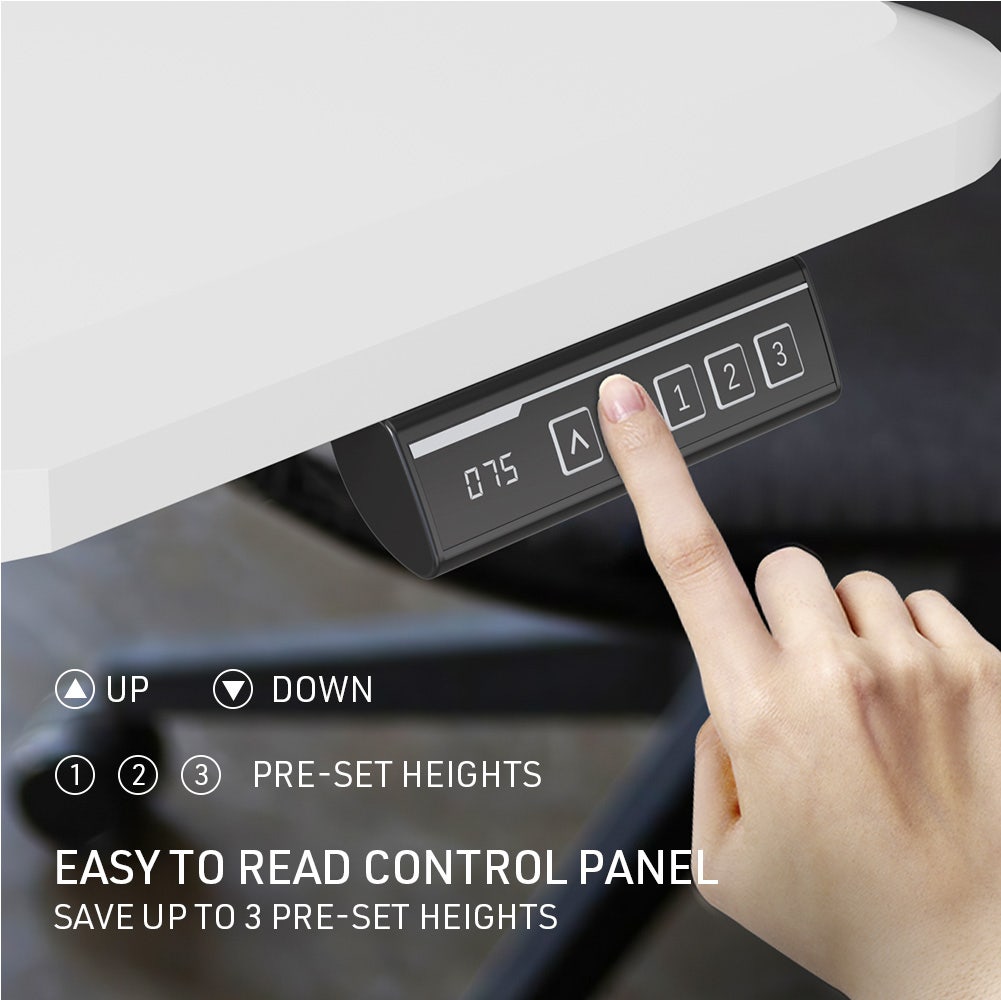 FORTIA 150cm Electric Sit Stand Desk White/Silver Curved Edge