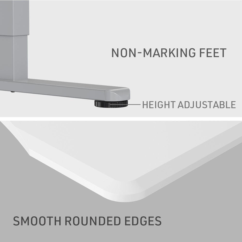FORTIA 150cm Electric Sit Stand Desk White/Silver Curved Edge