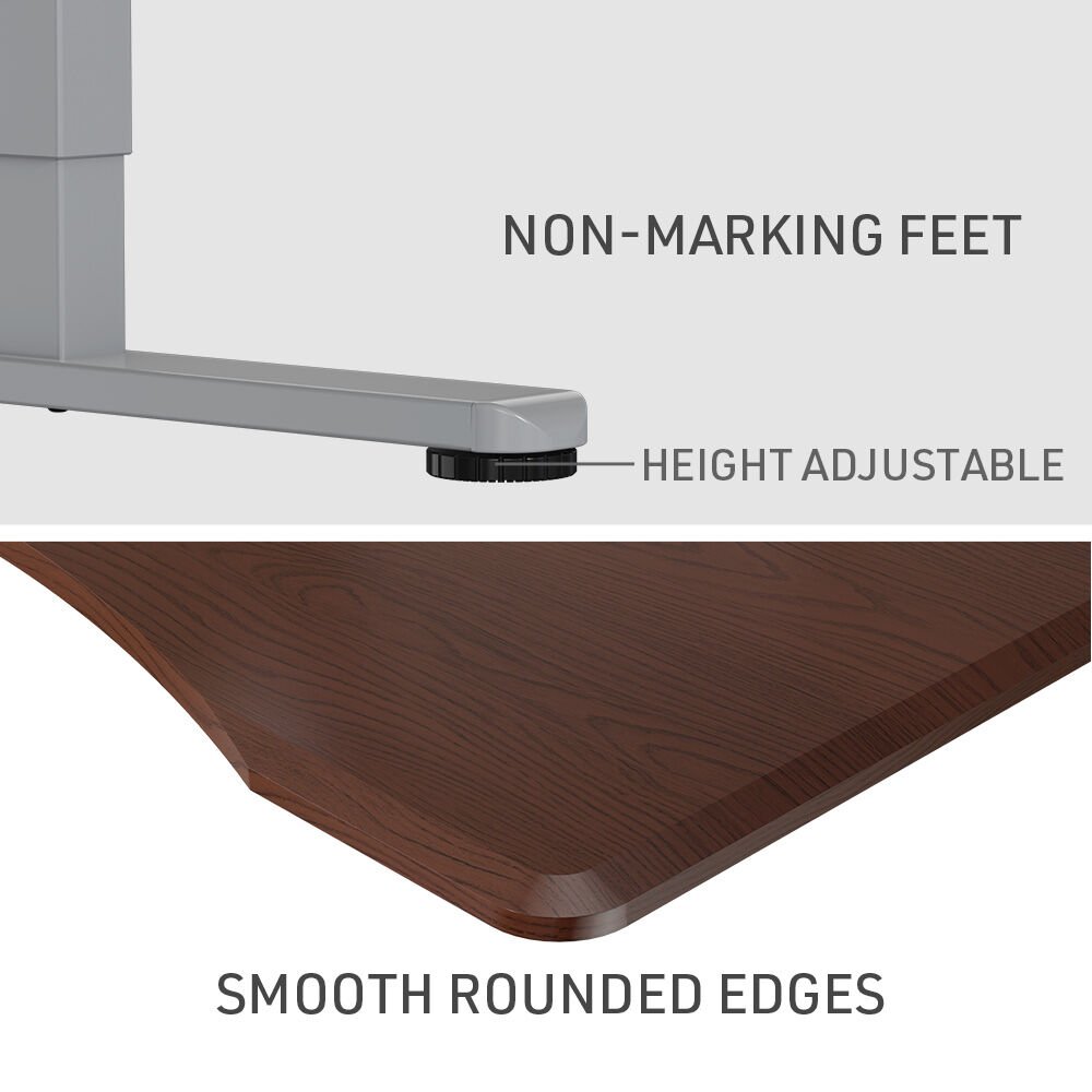 FORTIA Sit To Stand Up Standing Desk, 160x75cm, 72-118cm Electric Height Adjustable, Ergonomically Curved Edge, 50kg Rated, Walnut Style/Silver Frame