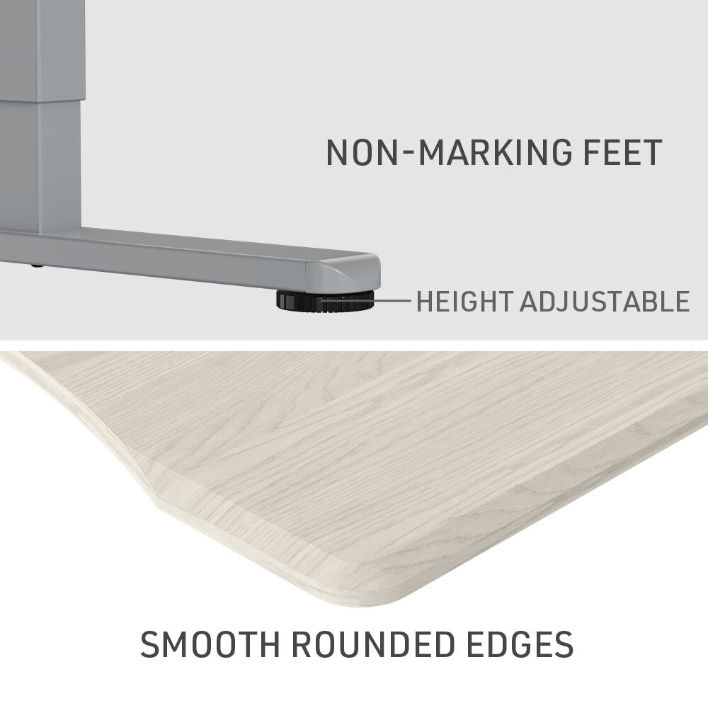 FORTIA Sit To Stand Up Standing Desk, 160x75cm, 72-118cm Electric Height Adjustable, Ergonomically Curved Edge, 50kg Rated, White Oak Style/Silver Frame