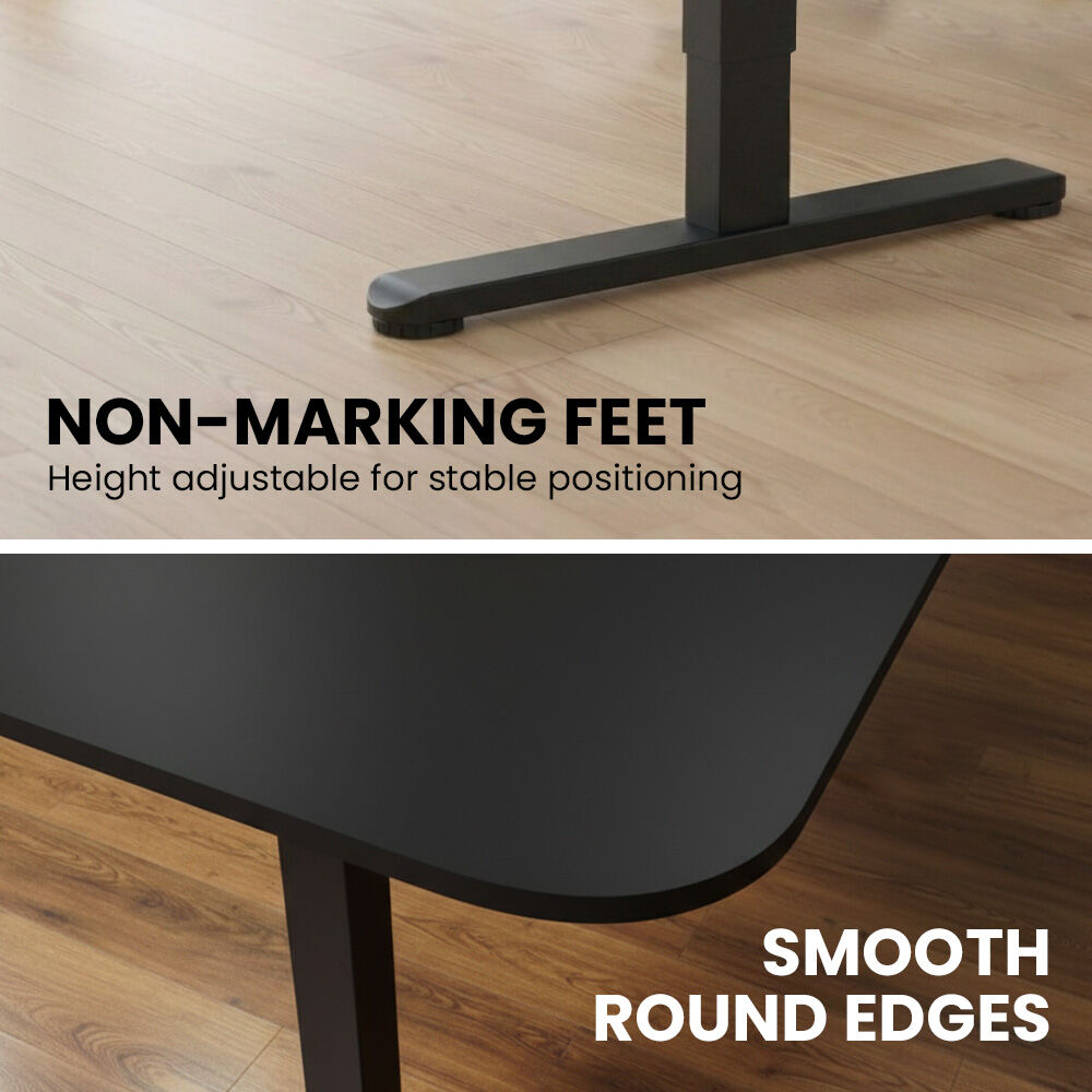 FORTIA Corner Standing Desk, 160x140cm, 72-118cm Sit to Stand Up Electric Height Adjustable, Black