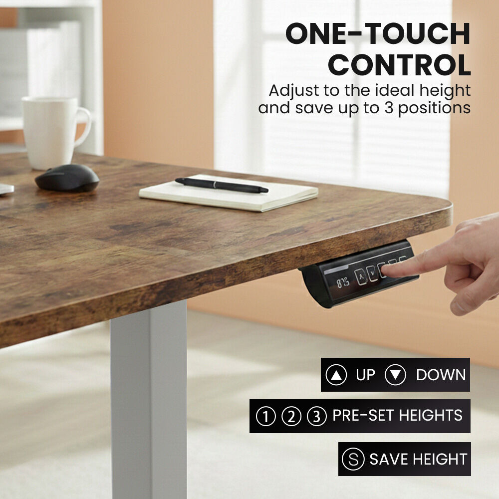 FORTIA Corner Standing Desk, 160x140cm, 72-118cm Sit to Stand Up Electric Height Adjustable, Walnut Style Desktop/Silver Frame