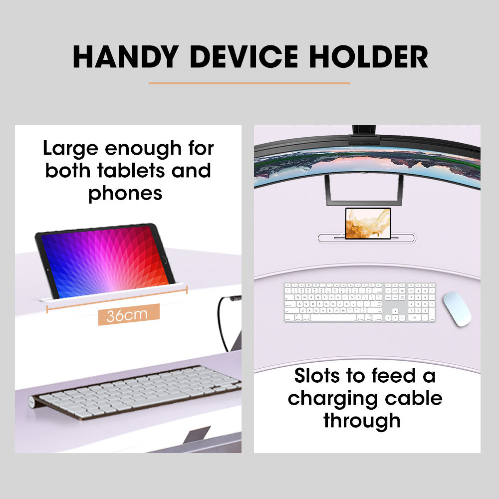 FORTIA 90cm Adjustable Sit Stand Desk Riser Dual Monitor White