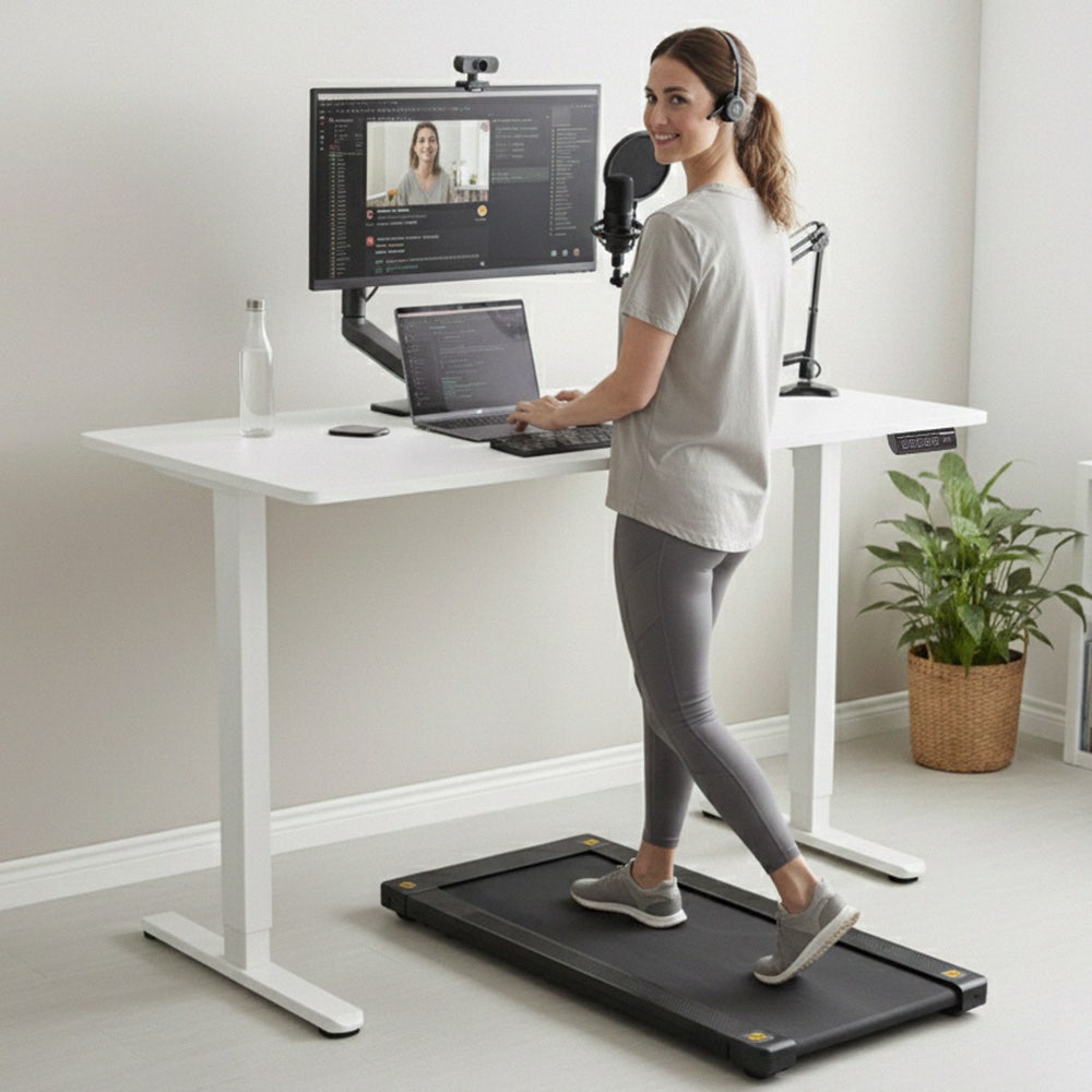 FORTIA Sit To Stand Standing Desk, 120x60cm, 72-118cm Electric Height Adjustable, White