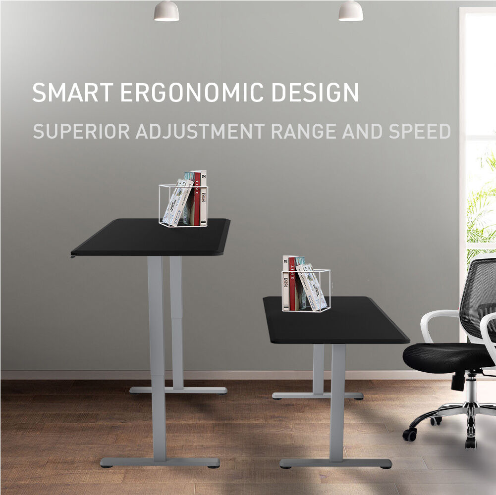 FORTIA 150cm Electric Sit Stand Desk Black/Silver Frame