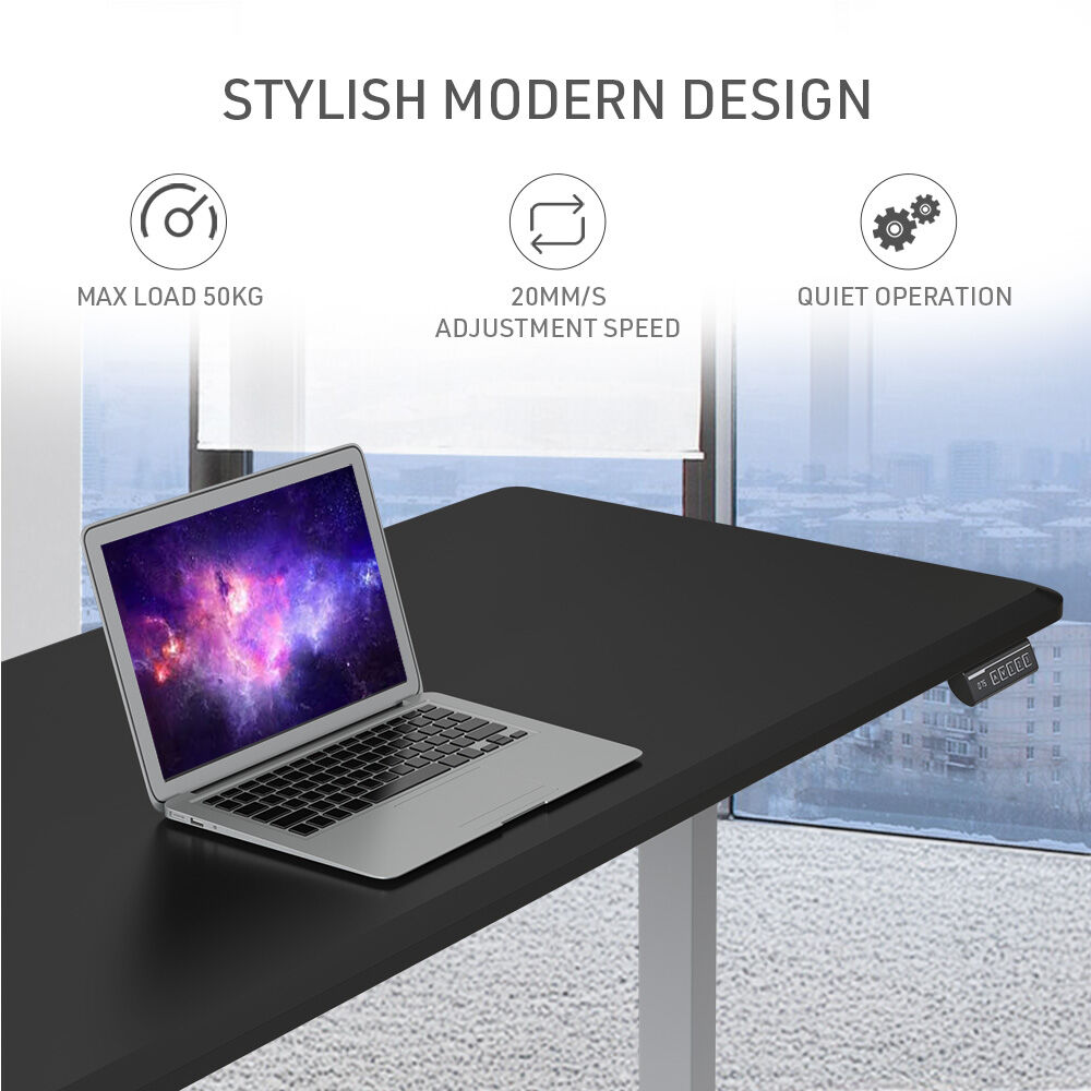 FORTIA 150cm Electric Sit Stand Desk Black/Silver Frame