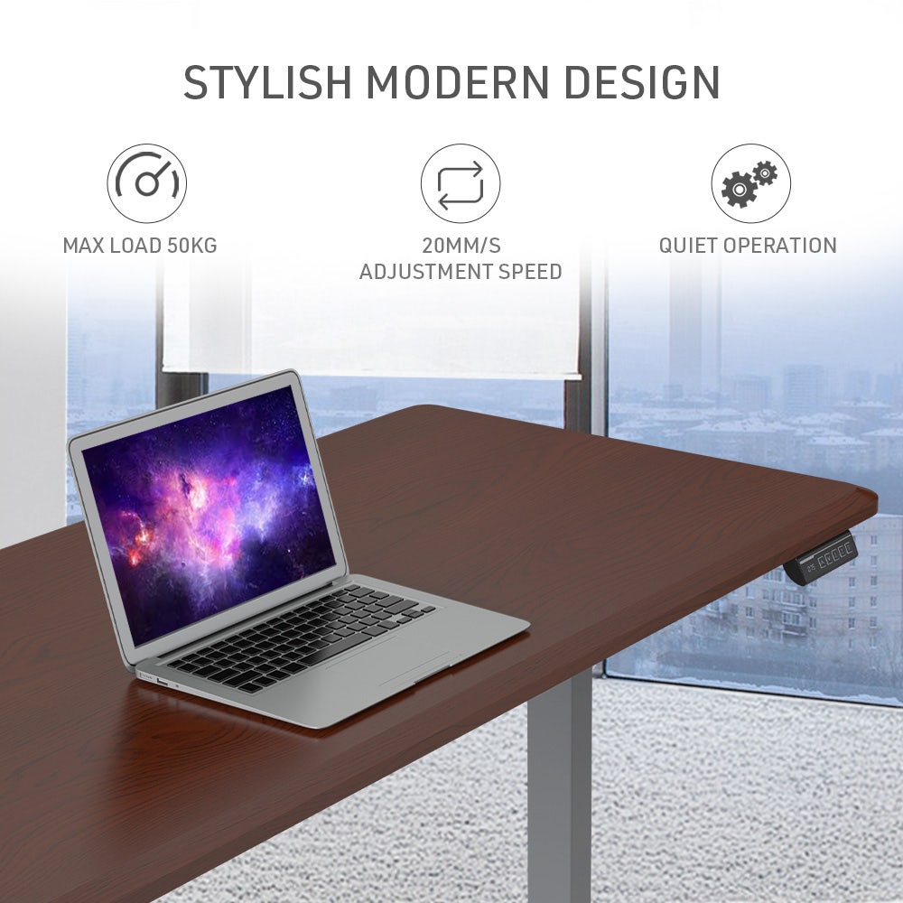 FORTIA 150cm Motorised Standing Desk Height Adjustable Walnut Silver Frame