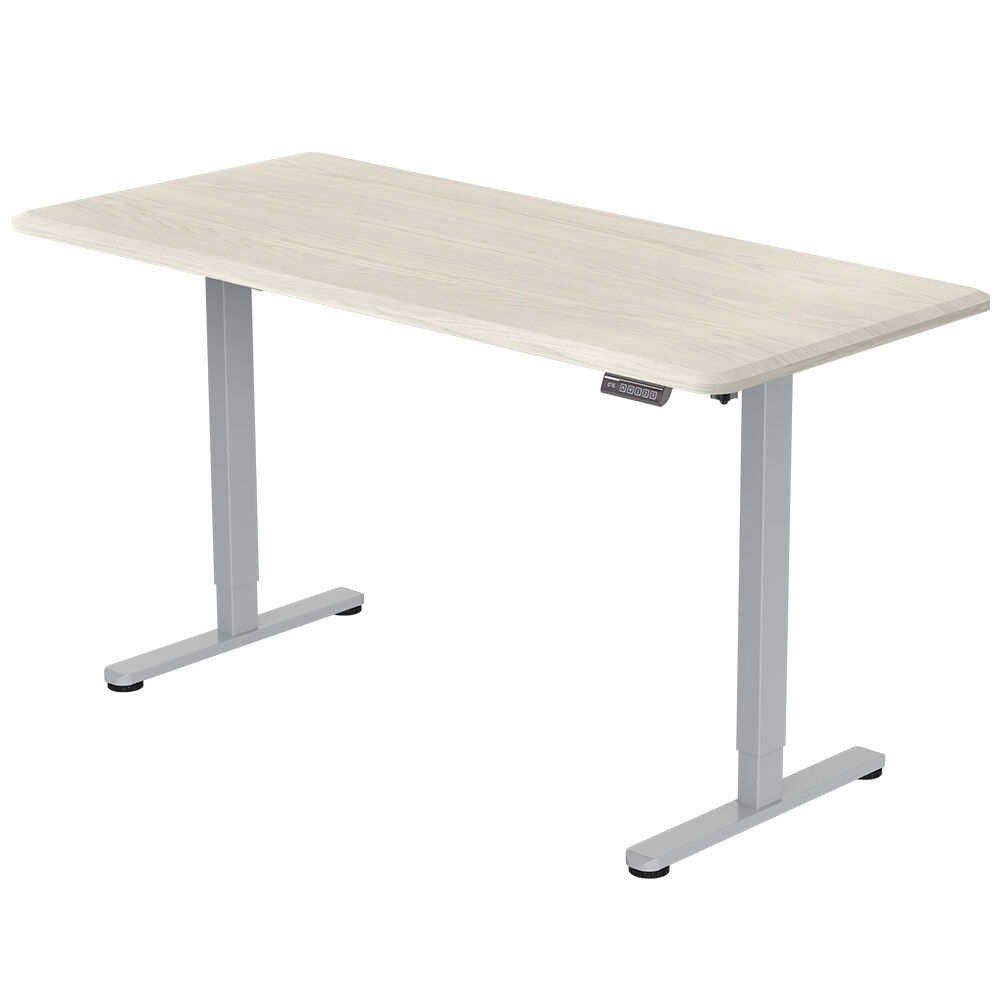 FORTIA 150cm Standing Desk Height Adjustable White Oak Silver Frame