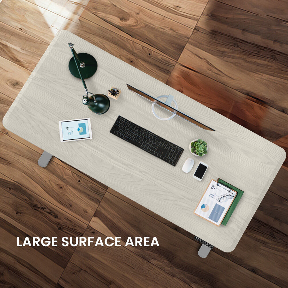 FORTIA 150cm Standing Desk Height Adjustable White Oak Silver Frame