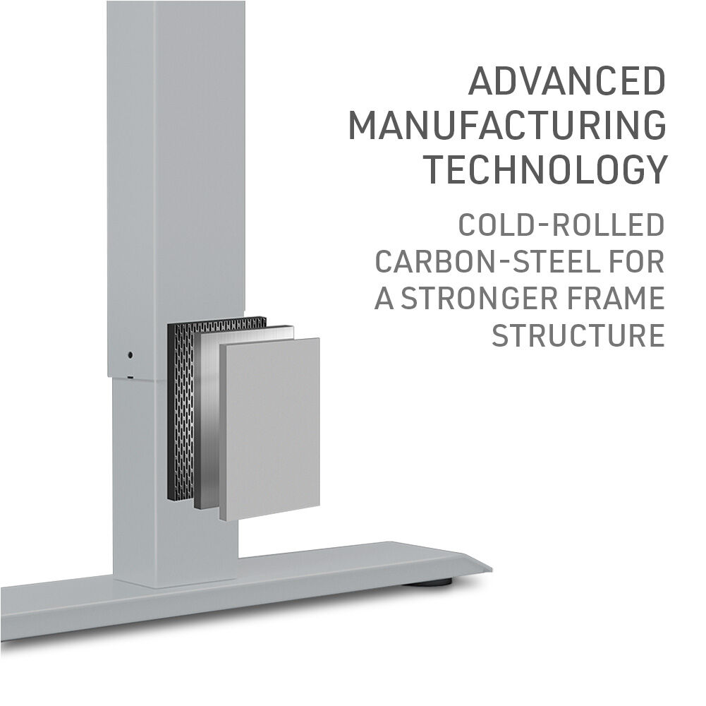 FORTIA 150cm Standing Desk Height Adjustable White Oak Silver Frame