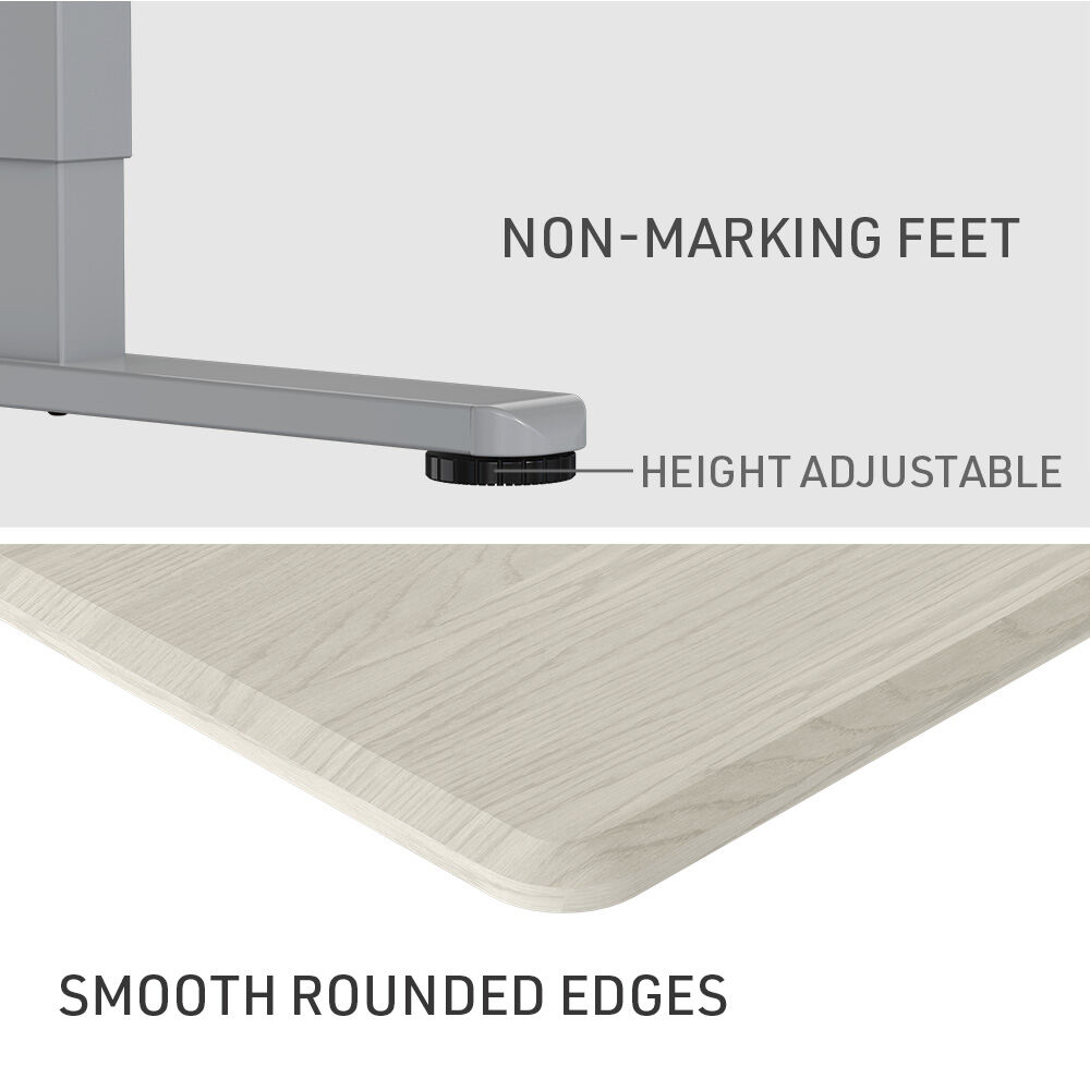 FORTIA 150cm Standing Desk Height Adjustable White Oak Silver Frame