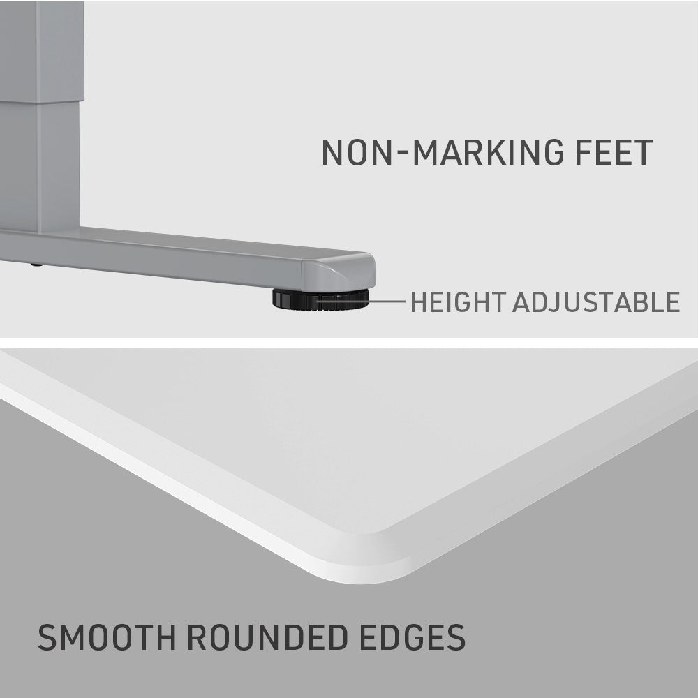 FORTIA Sit To Stand Up Standing Desk, 150x68cm, 72-118cm, Height Adjustable, 50kg Rated, Matte White/Silver Frame