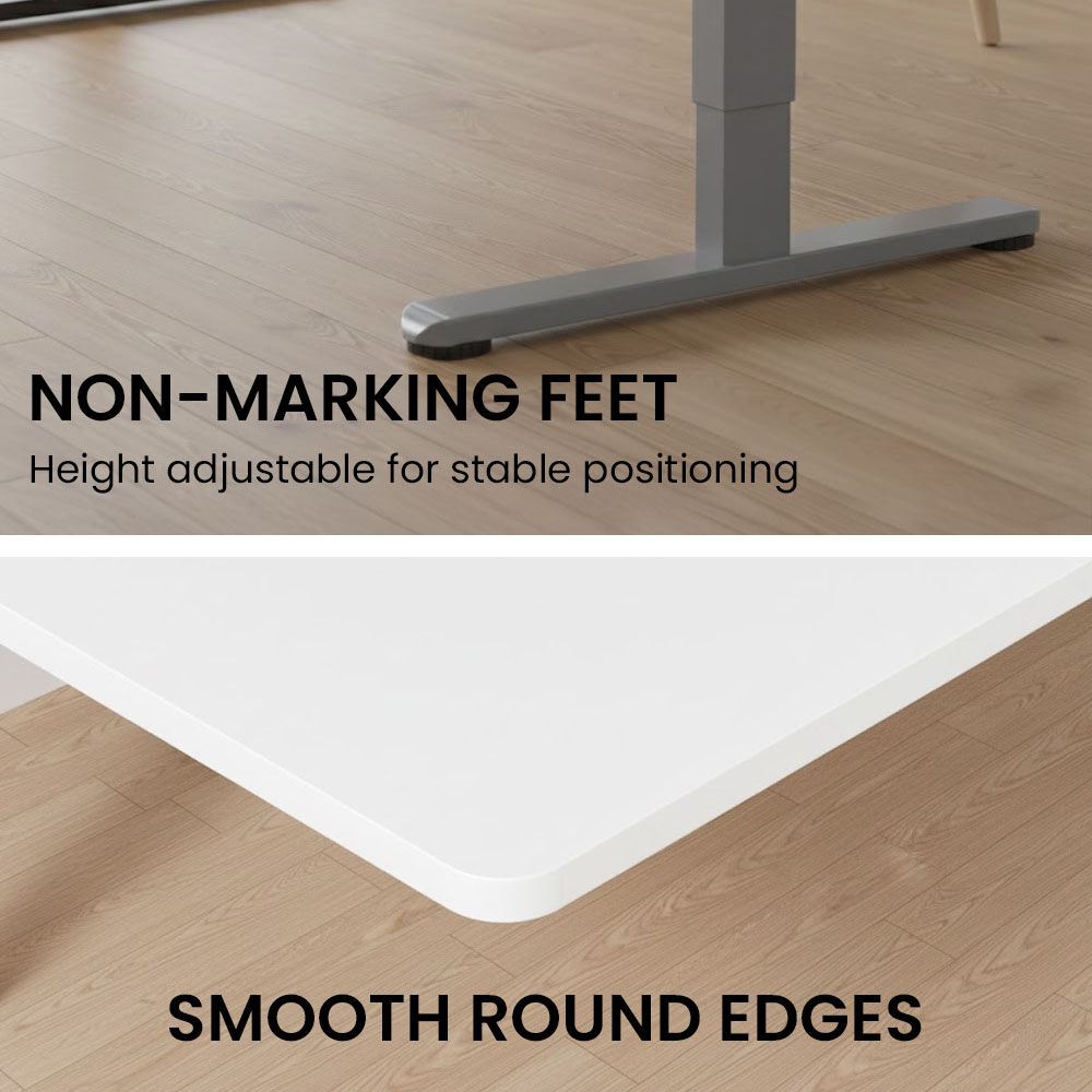 FORTIA Sit to Stand Standing Desk, 160x60cm, 72-118cm Electric Height Adjustable, White Desktop/Silver Frame