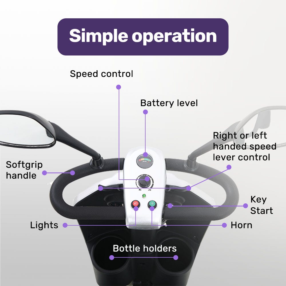 Pathline Electric Mobility Scooter for Elderly with Swivel Seat and LED Lights