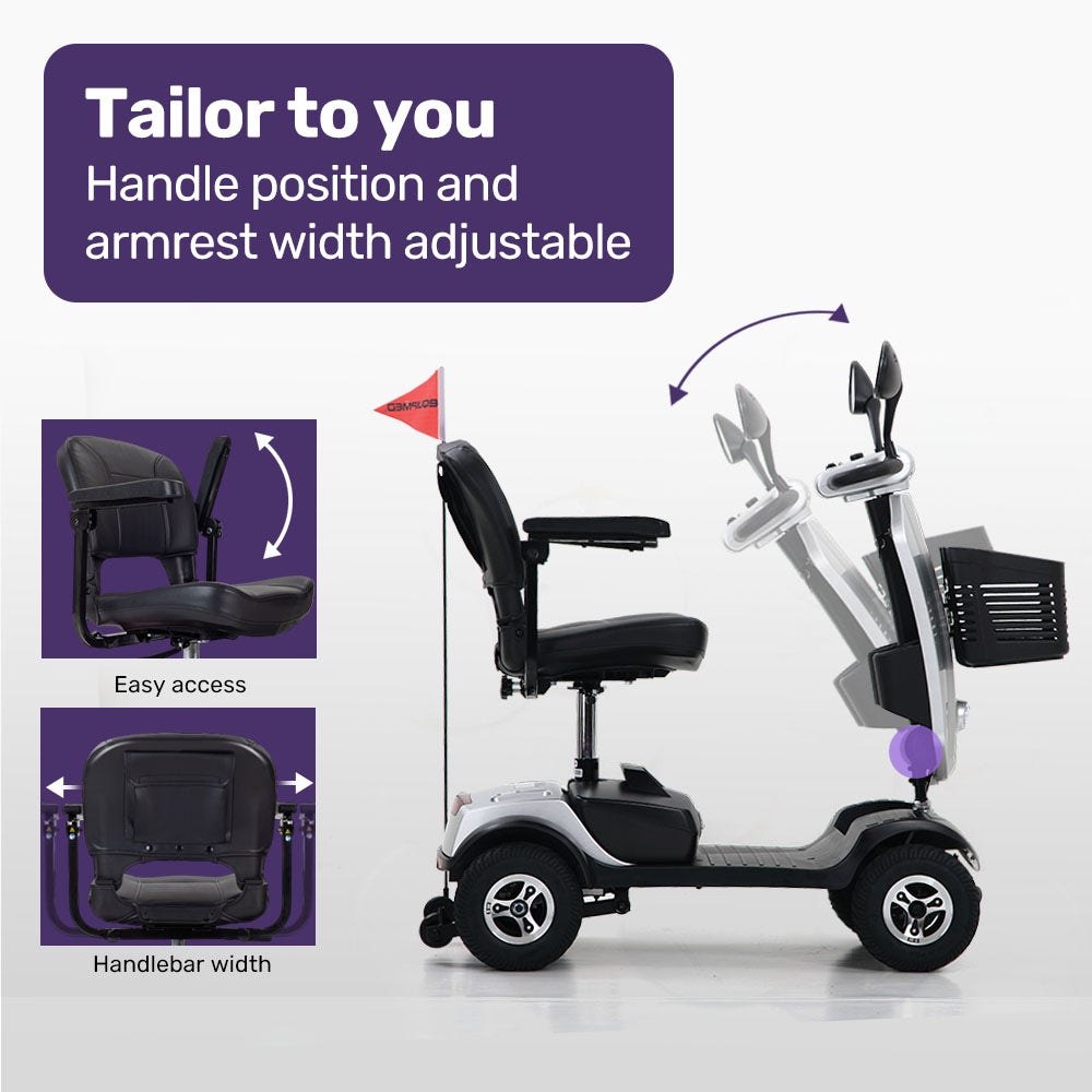 Pathline Electric Mobility Scooter for Elderly with Swivel Seat and LED Lights