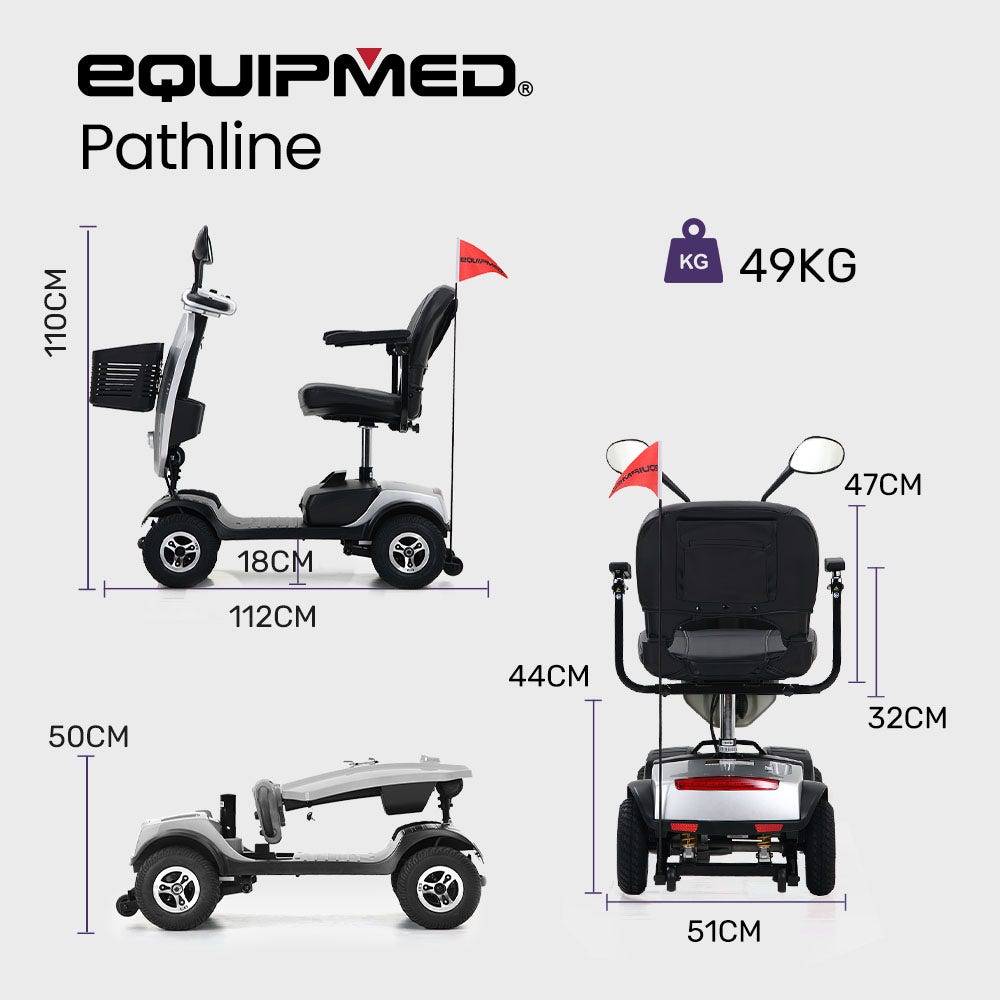 Pathline Electric Mobility Scooter for Elderly with Swivel Seat and LED Lights