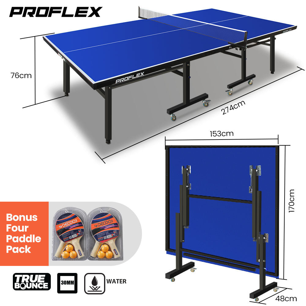 Proflex Indoor Ping Pong Table TrueBounce Blue 4-Player Set