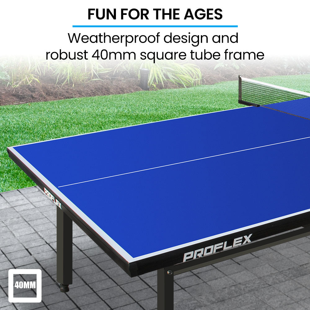 Proflex Outdoor Table Tennis Table 4-Player Set Blue