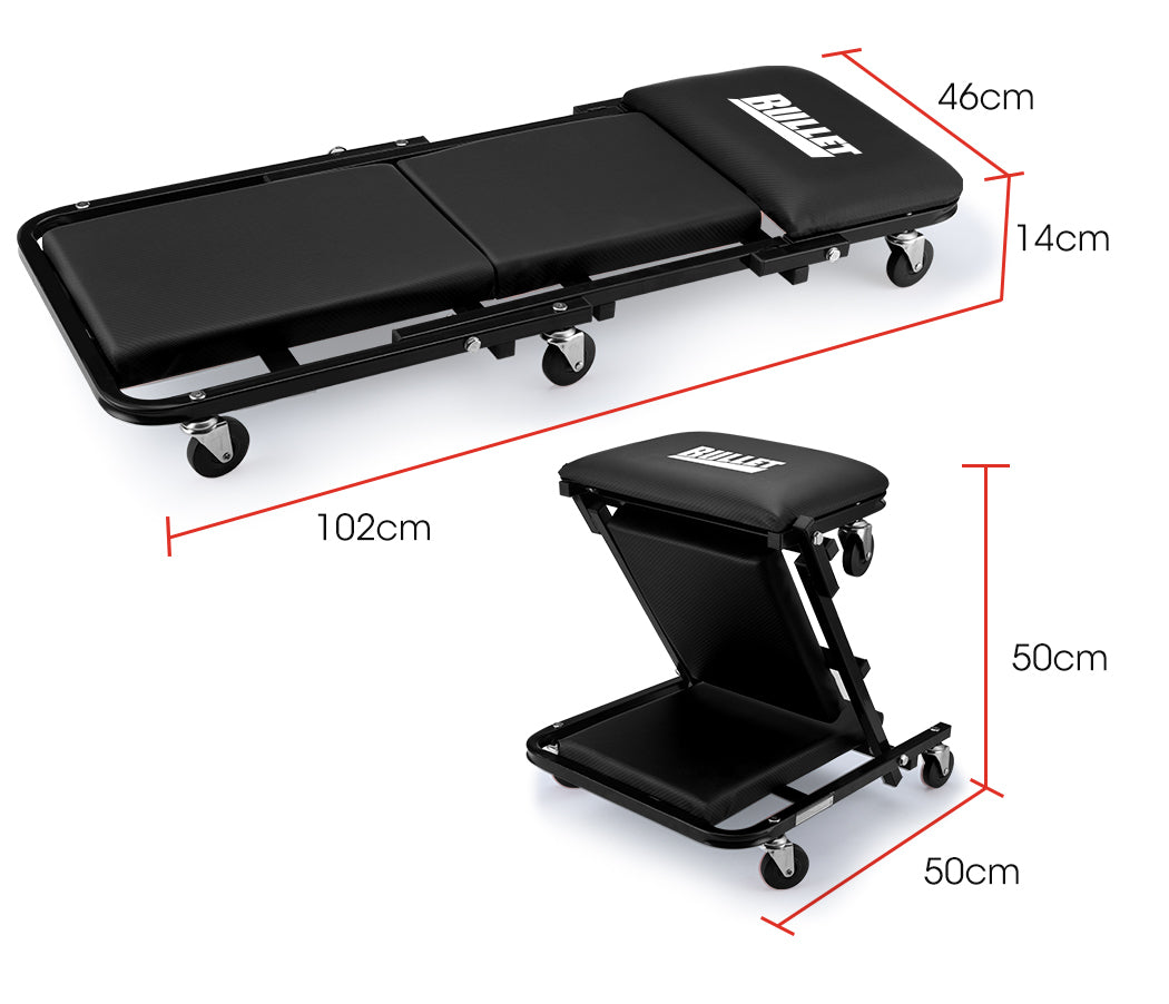 2-in-1 Padded Mechanics Creeper & Stool, 6 Wheels, Bullet