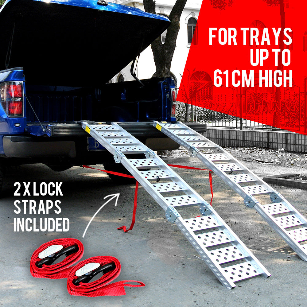 2x 2M 540kg Aluminum Tri-Fold Loading Ramps BULLET