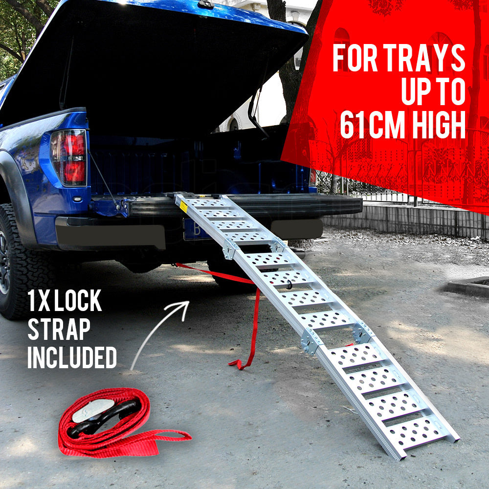 2m Durable Folding Aluminum Loading Ramp, 270kg Capacity - BULLET