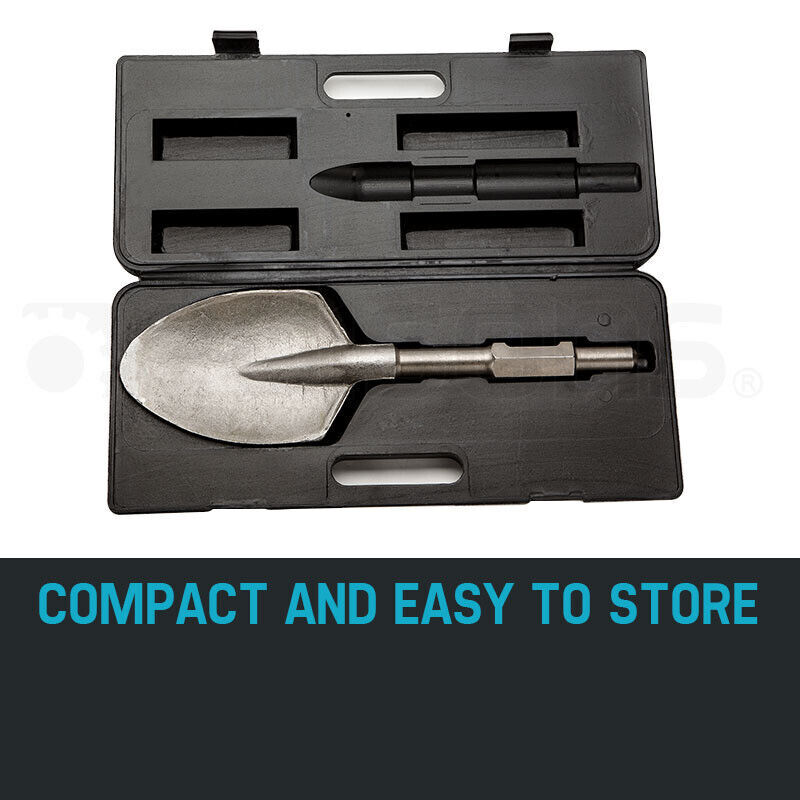 Baumr-AG 130mm Clay Spade Jackhammer Chisel 30mm Hex + Carry Case
