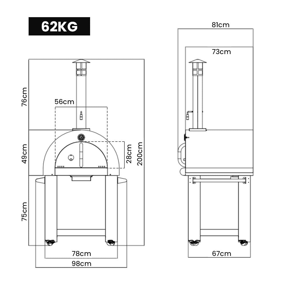 Stainless Steel Woodfired Pizza Oven, Ceramic Bricks - EuroGrille