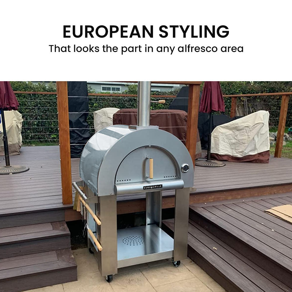 Stainless Steel Woodfired Pizza Oven, Ceramic Bricks - EuroGrille