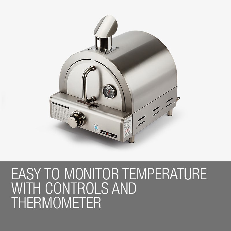 EuroGrille Portable Pizza Oven BBQ Camping LPG Gas Benchtop Stainless Steel