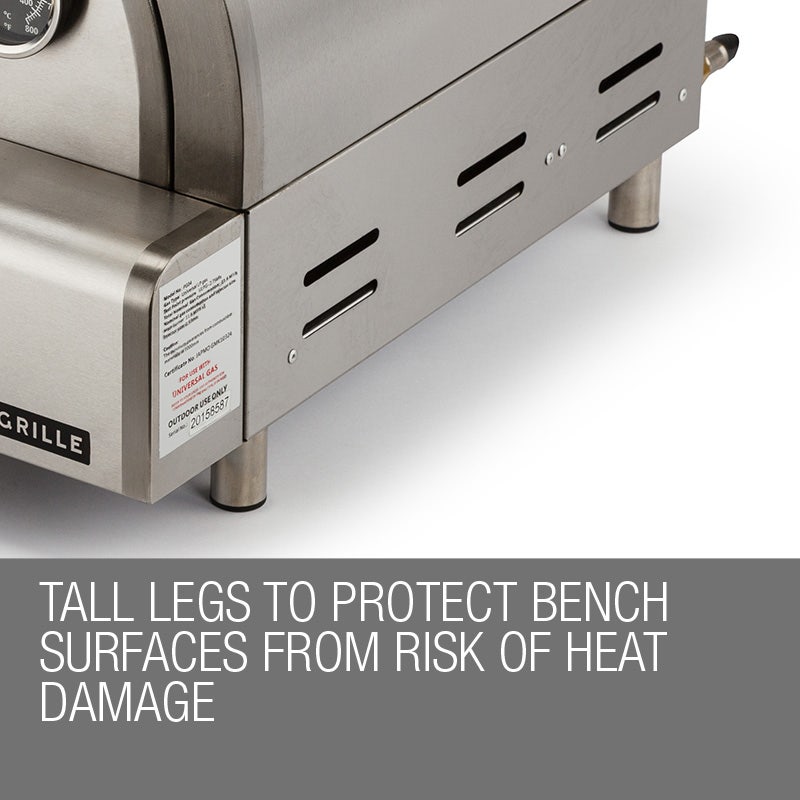 EuroGrille Portable Pizza Oven BBQ Camping LPG Gas Benchtop Stainless Steel