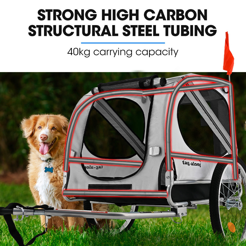 TAG-ALONG Pet & Cargo Bike Trailer, Bicycle Pet & Cargo Trailer, Cargo Carrier, Grey