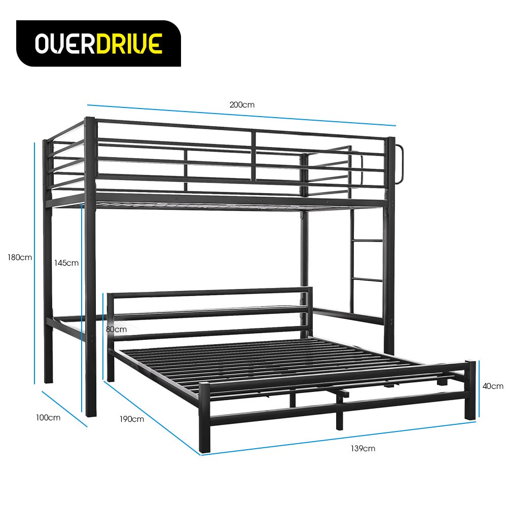 Kingston Slumber Single Loft Bed Double Underbed Matte Dark Grey