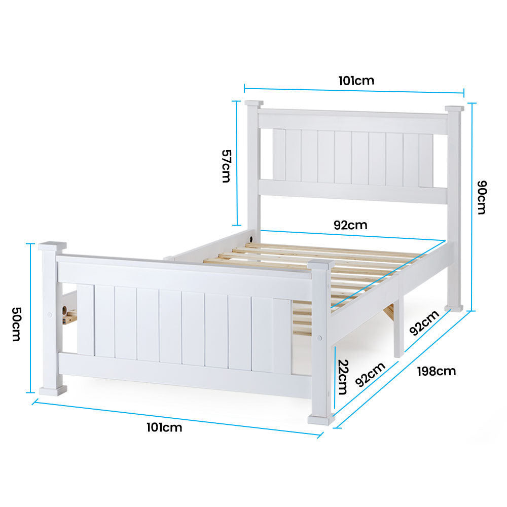 Kingston Slumber Single Wooden Bed Frame White